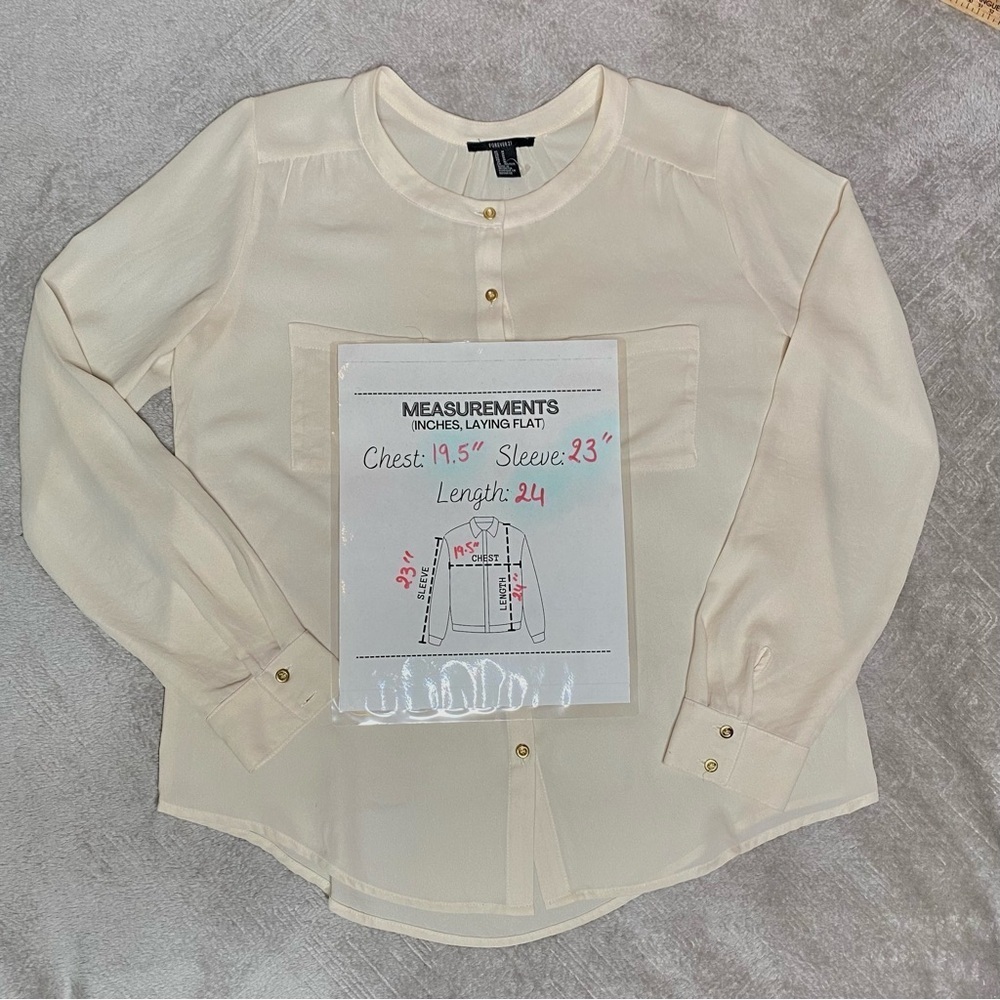 FOREVER 21 Women's Classy Cream Button-Up Blouse US M - Picture 10 of 10
